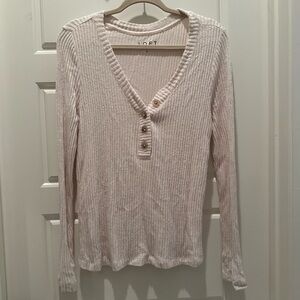 Loft Ribbed Henley Top, Size S